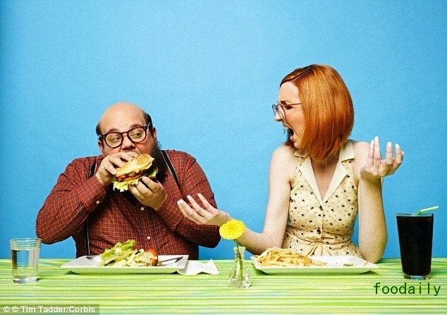 Men eat faster than women because they take larger, more powerful bites, which means they consume their meal more quickly, Korean researchers found