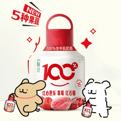 伊利暢輕x線條小狗 芭樂草莓紅石榴風味小奶壺