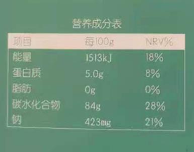 营养成分表