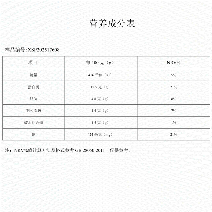營養成分表