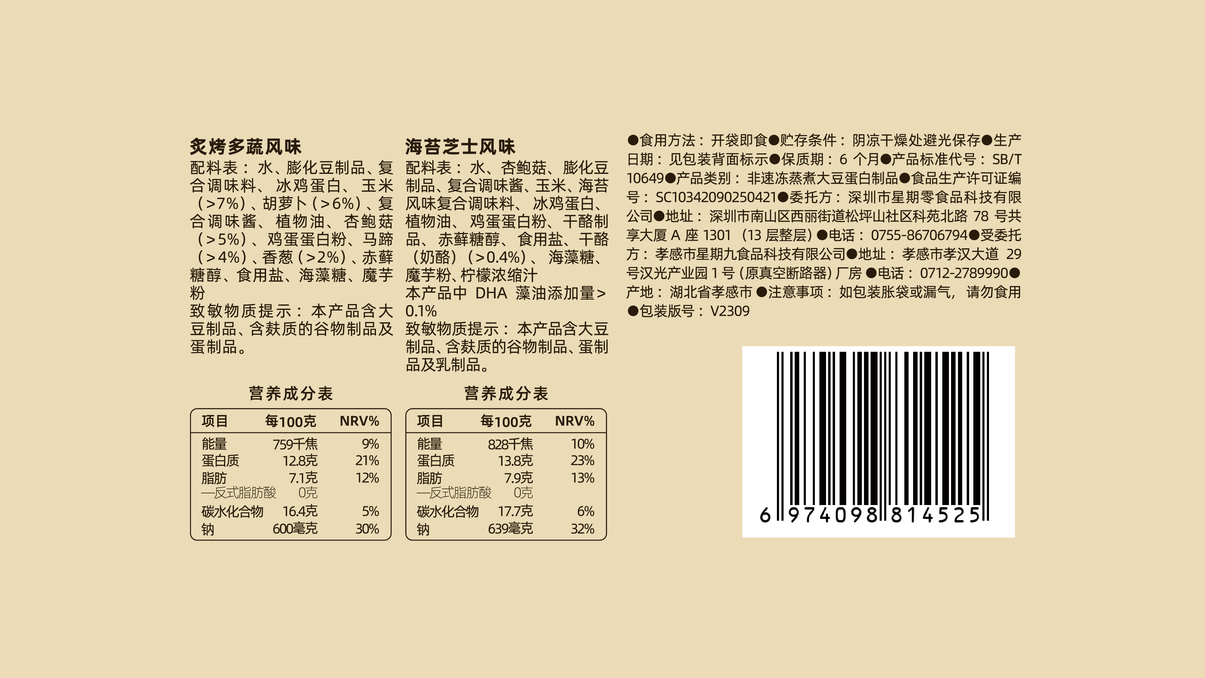 營養成分表