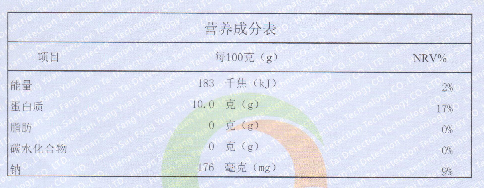 营养成分表