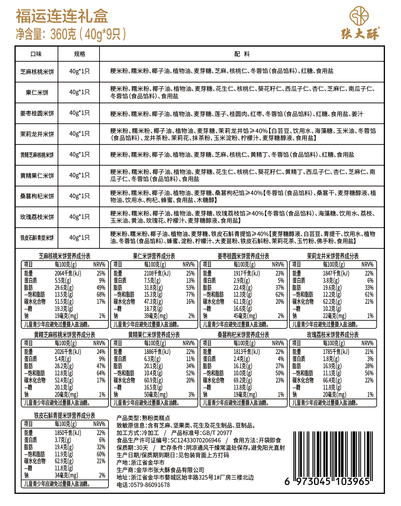 营养成分表